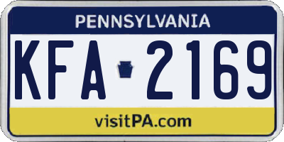 PA license plate KFA2169