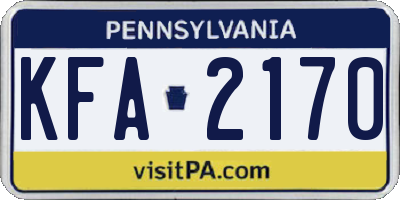 PA license plate KFA2170