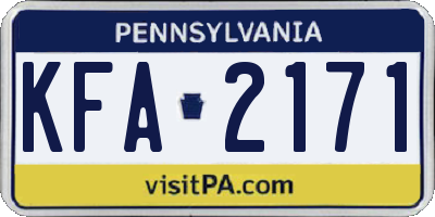 PA license plate KFA2171