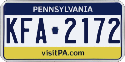 PA license plate KFA2172