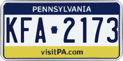PA license plate KFA2173