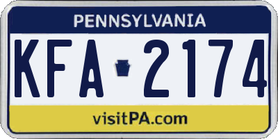 PA license plate KFA2174