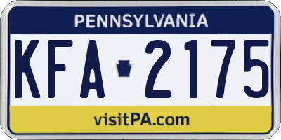 PA license plate KFA2175