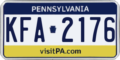 PA license plate KFA2176