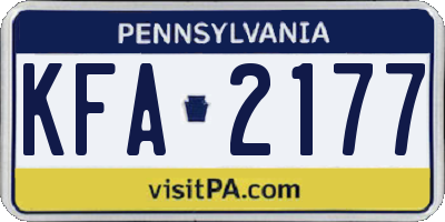PA license plate KFA2177