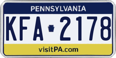 PA license plate KFA2178