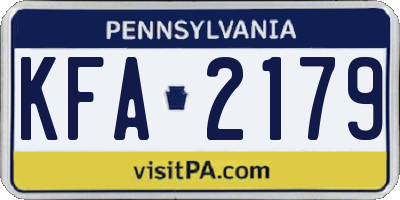 PA license plate KFA2179