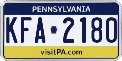 PA license plate KFA2180