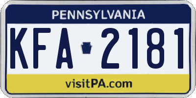 PA license plate KFA2181