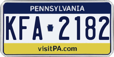 PA license plate KFA2182