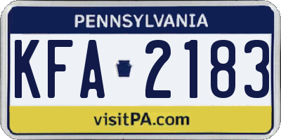 PA license plate KFA2183