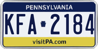 PA license plate KFA2184