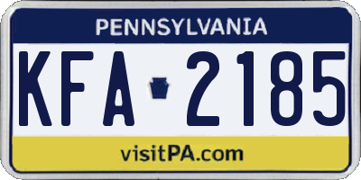PA license plate KFA2185