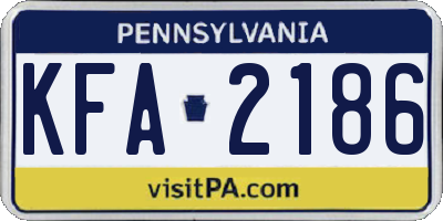 PA license plate KFA2186