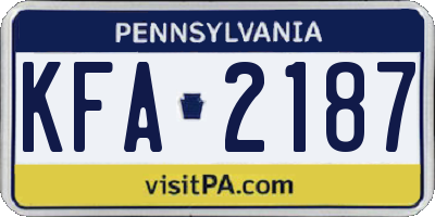 PA license plate KFA2187