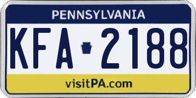 PA license plate KFA2188