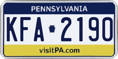 PA license plate KFA2190