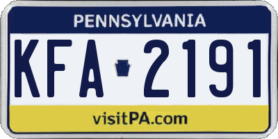 PA license plate KFA2191