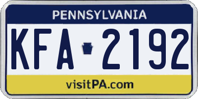 PA license plate KFA2192