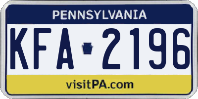 PA license plate KFA2196