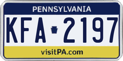 PA license plate KFA2197