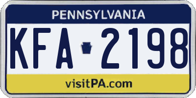 PA license plate KFA2198