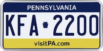 PA license plate KFA2200