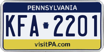 PA license plate KFA2201