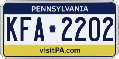 PA license plate KFA2202
