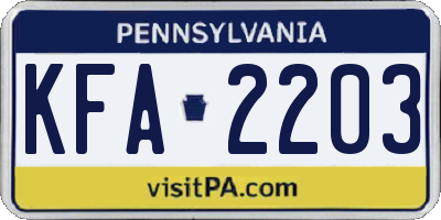 PA license plate KFA2203