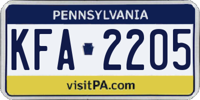 PA license plate KFA2205