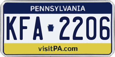 PA license plate KFA2206