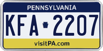 PA license plate KFA2207