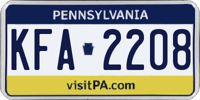 PA license plate KFA2208