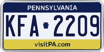 PA license plate KFA2209