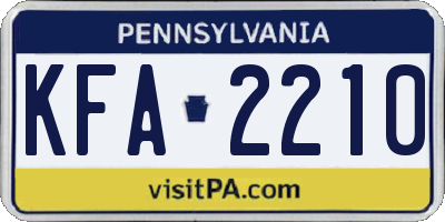 PA license plate KFA2210