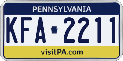 PA license plate KFA2211