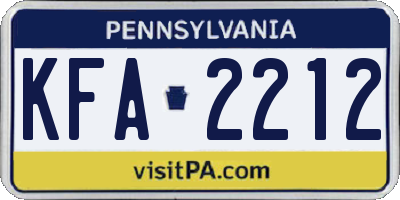 PA license plate KFA2212