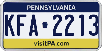 PA license plate KFA2213