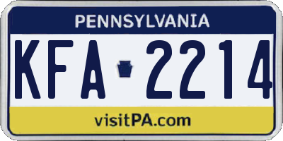 PA license plate KFA2214
