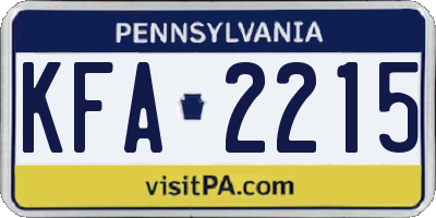 PA license plate KFA2215