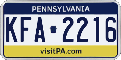 PA license plate KFA2216