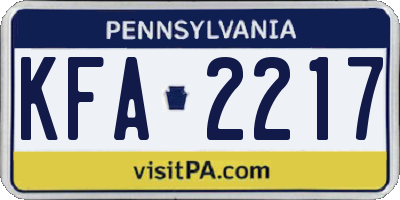 PA license plate KFA2217