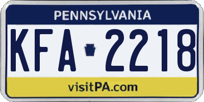 PA license plate KFA2218