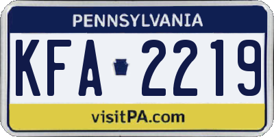 PA license plate KFA2219