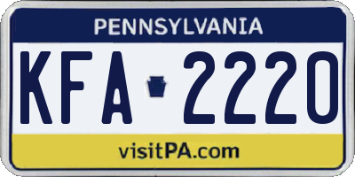 PA license plate KFA2220