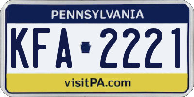 PA license plate KFA2221