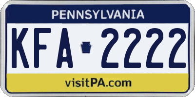 PA license plate KFA2222