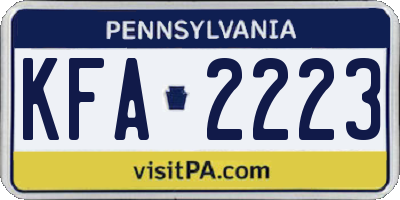 PA license plate KFA2223
