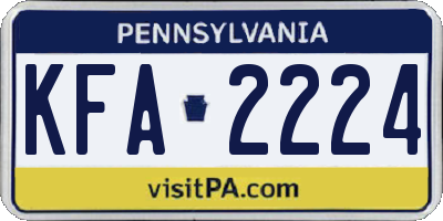 PA license plate KFA2224
